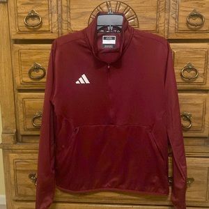 Adidas Quarter Zip Soccer/Sports Jacket Aeroready Line Maroon/White Size Small